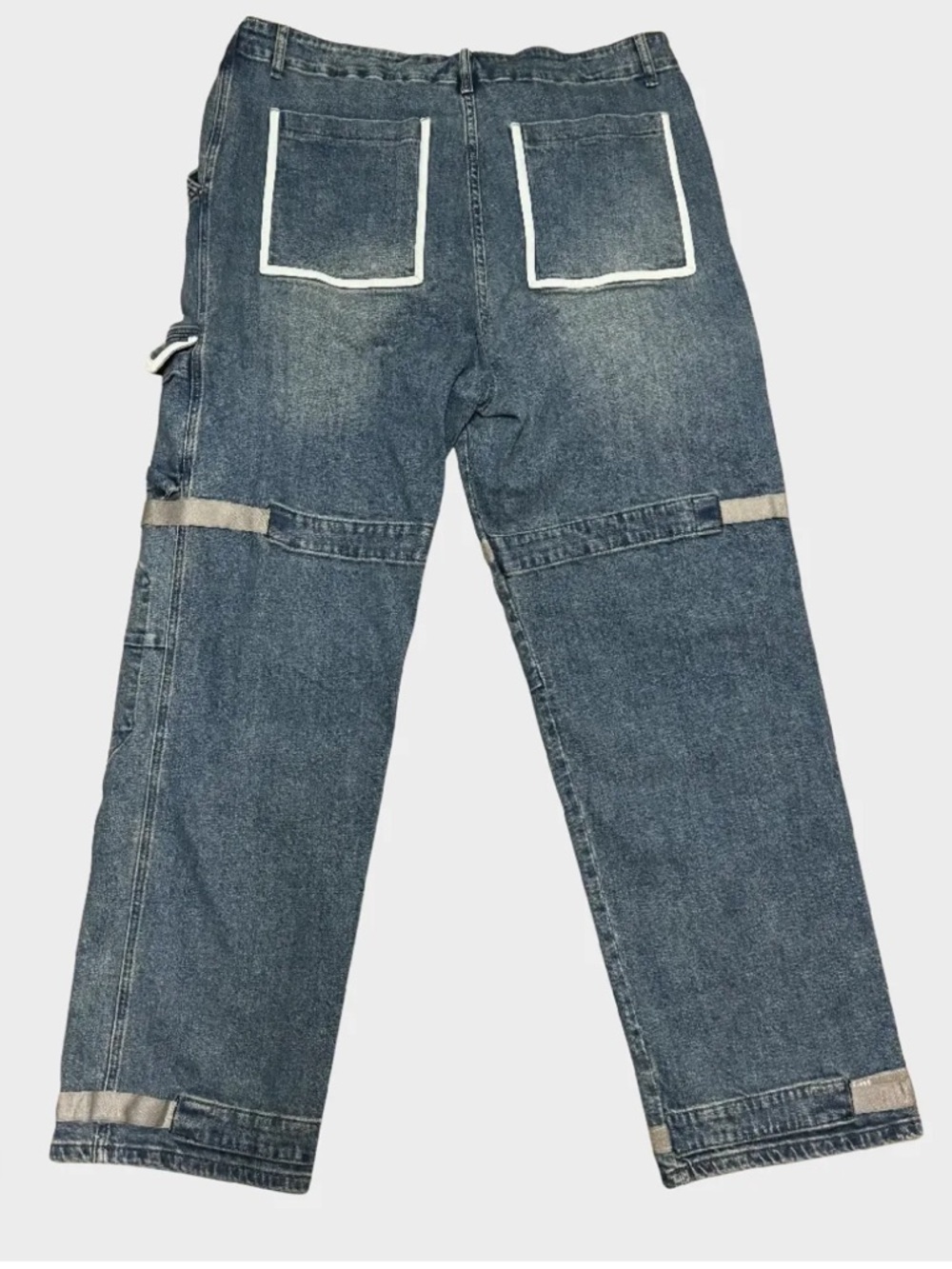 Women’s  Blue Denim Carpenter Jeans with Reflective Trim - Picture 2 of 12
